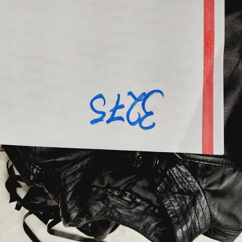 Stella & Jamie Genuine Leather Black Studded Side Zip Fringe Moto Jacket P3275 - Picture 7 of 7